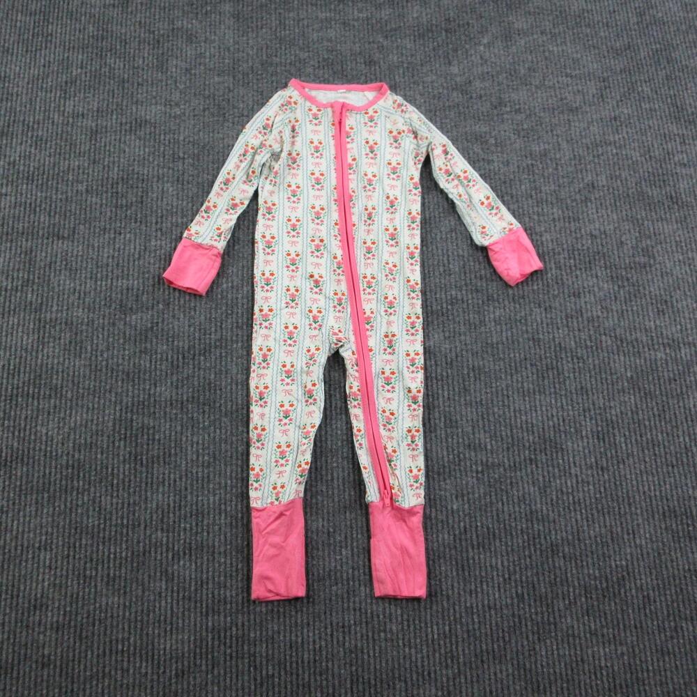 Carter's One Piece Girls 12-18 Months White Floral Zip Jersey Viscose Spandex